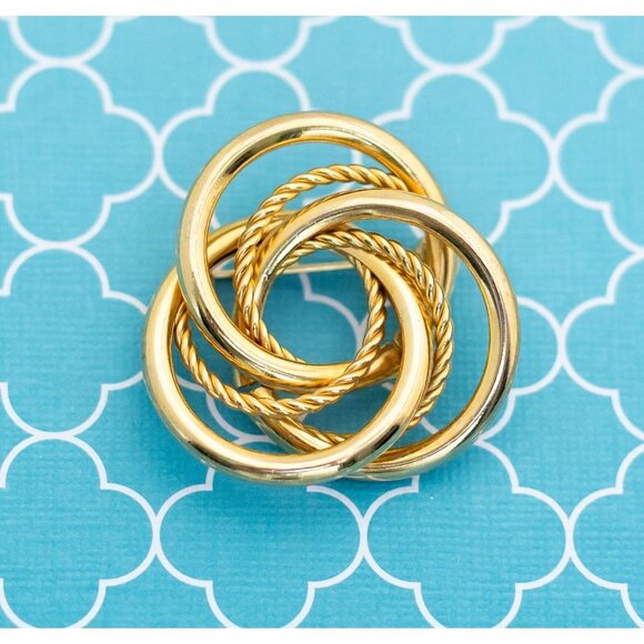 Vintage Golden Circles Brooch - R29 - Picture 1 of 2
